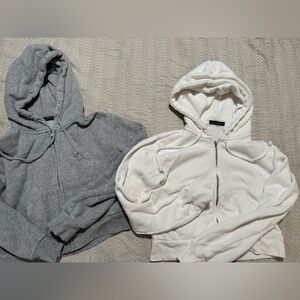 Brandy Melville Crystal Hoodies | Gray and White | OS